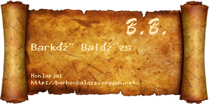 Barkó Balázs névjegykártya